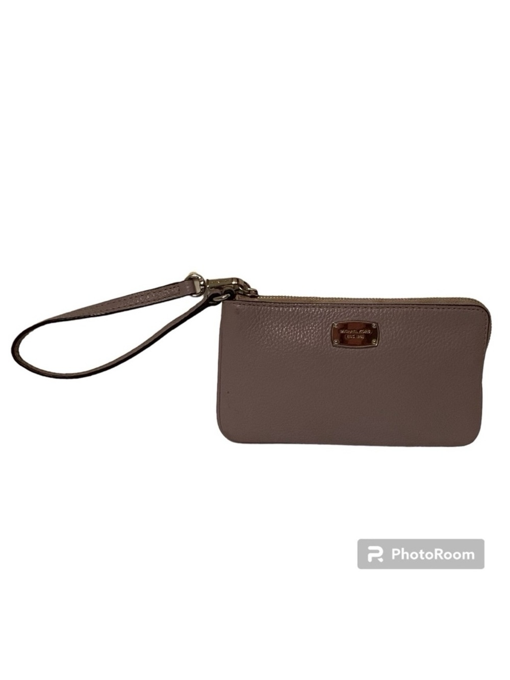 MICHAEL KORS BAG WRISTLET PALE PURPLE PEBBLED LEATHER SILVER TAC TOP ZIPPER